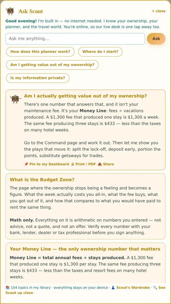 Scout answering: am I actually getting value out of my ownership?